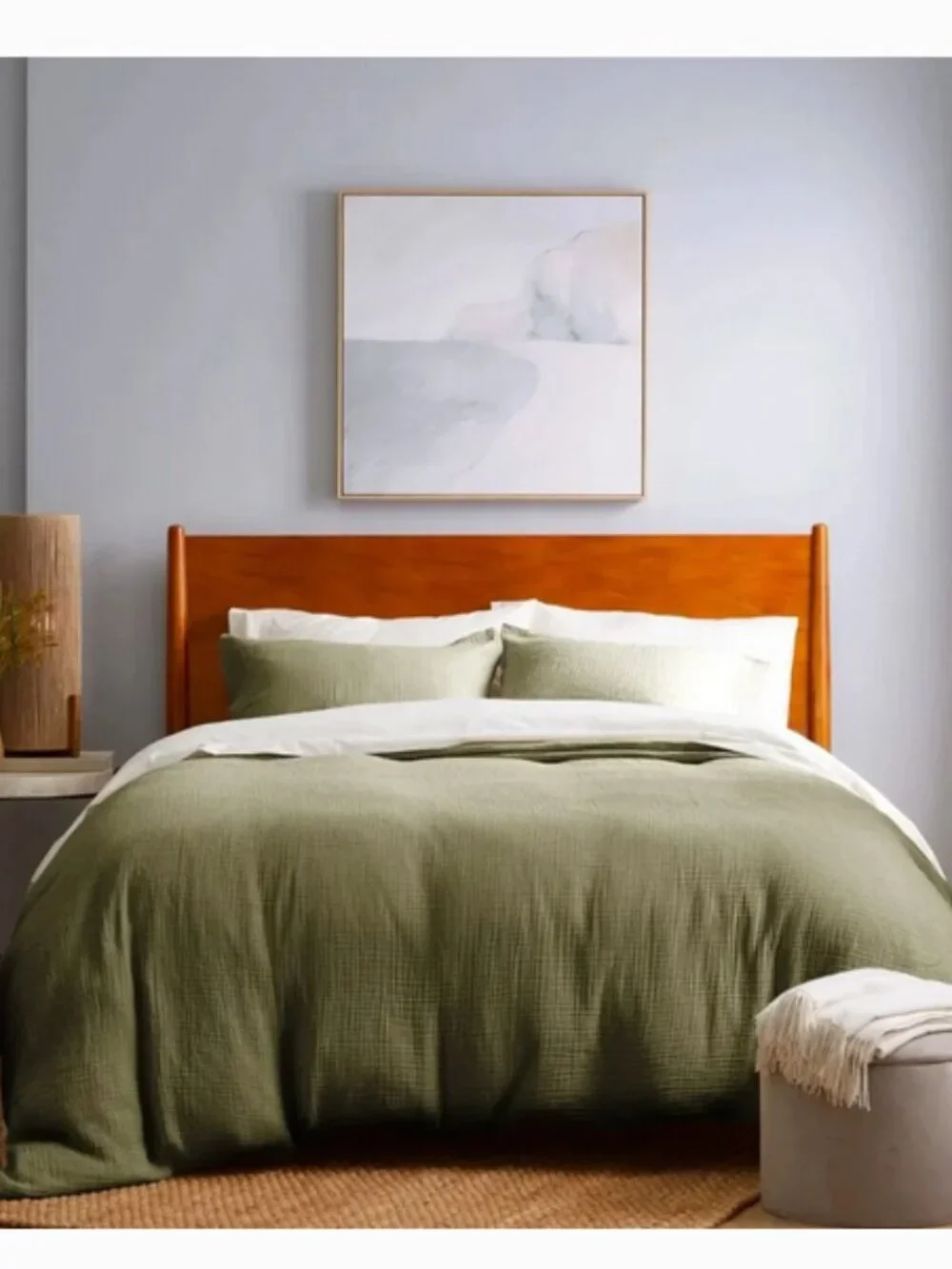 NWT Quince Organic Airy Gauze Twin Duvet Cover in Olive